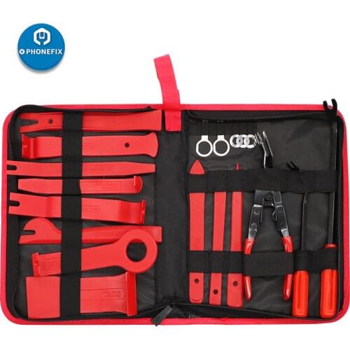 19pcs Auto Trim Removal Tool Kit Car Pry Repair Kit with Clip Pliers Set Fastener Remover Car Interior Trim Panel Removal Tools