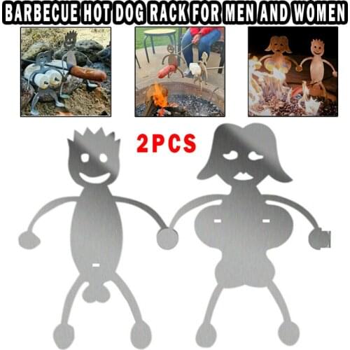 2pcs Stainless Steel Barbecue Clip Hot Dog Sticks Accessories Boy/Man And Girl/Woman Roaster Cooker Campfire Skewer
