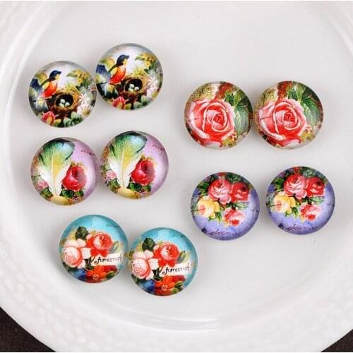 20 pcs MIX 12mm 20mm 25mm 30mm Handmade Round Glass Cabochon beads-Image Glass Cabochon-(HPGC-MIXSS-204)