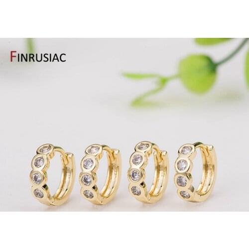 2020 New Korean Style Gold Plated Small Hoop Earrings For Woman Inlaid AAA Zircon Rhinestone Huggie Hoop Earrings Women Jewelry