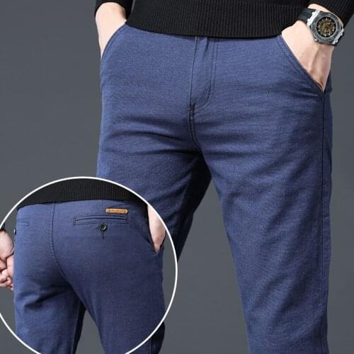 2021 Spring autumn New Casual Pants Men Cotton Slim Fit Chinos Fashion Trousers Male Brand Clothing 5 colors Plus Size 28-38