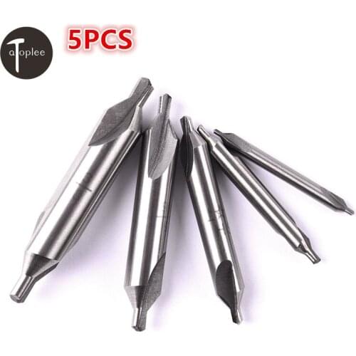 5Pcs 60 Degree HSS Center Drills Combined Drill & Countersink Lathe Mill Tool Set 1/8 3/16 1/4 5/16 3/8 inch
