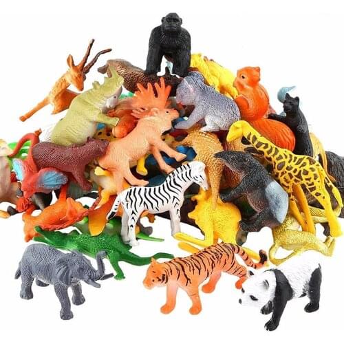 53Pcs/set Animal Toy Simulation Mini Jungle Dinosaur Wildlife Model Wild Zoo Plastic Collection Kids Model Action Character Toy