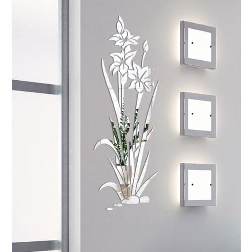 Acrylic 3D Flower Wall Stickers Hanging DIY Orchid Bedroom Porch Living Room Background Wall Decoration Mirror Sticker Decals