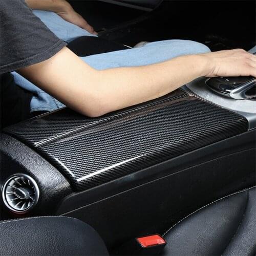 Accessories For Mercedes Benz C E Class W205 W213 GLC X253 Car Interior Stowing Tidying Armrest box Panel Stickers Cover Trim