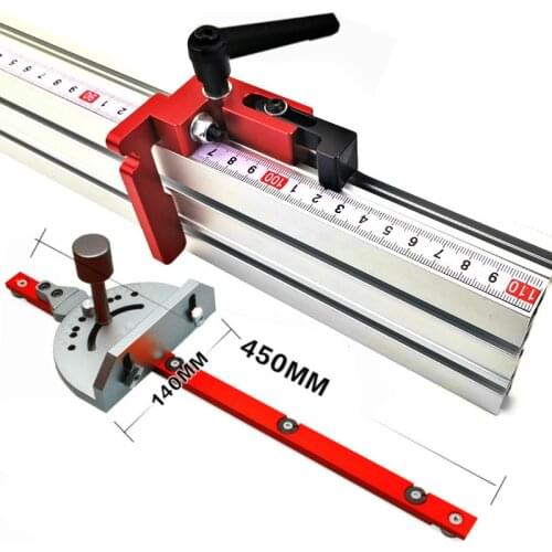 Aluminum Angle Miter Gauge Sawing Assembly Ruler Woodworking Tool 400mm Alluminium Fence with Metric Scale for Table Saw Router