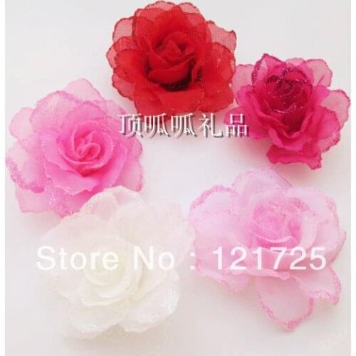 Free shipping artificial flowers silk flower Diy wedding decoration rose corsage hair accessory rose yarn flower 5cm