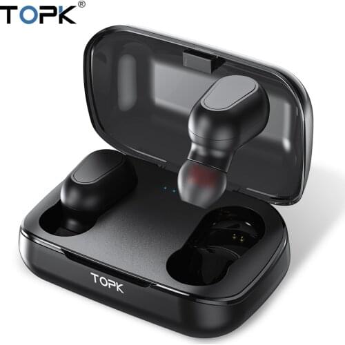 TOPK F22 TWS Bluetooth-compatible 5.0 Wireless Headphones Earphones With Microphone Mini Cordless Earbuds for Xiaomi Smart Phone