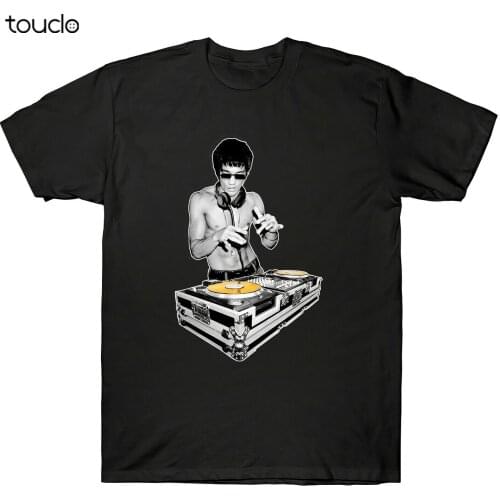 Bruce DJ Kung Fu Funny Cool Fashion Music Mr Lee Mens T-Shirt Cotton Black Tee