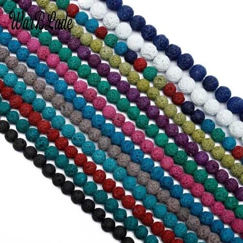 Natural Black Volcanic Stone Beads Round Loose Stone Beads Mixed Colorful Rock Lava 4 6 8 10 12 14mm DIY Bracelet Jewelry Making