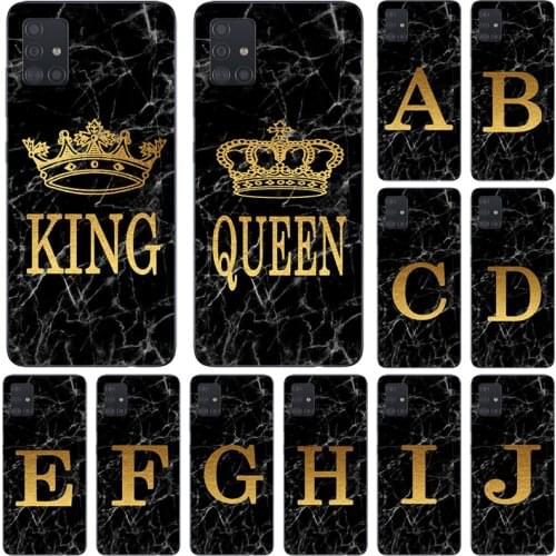 Phone case for Samsung Galaxy A51 A71 A81 A91 A21 A31 A41 5G 4G Marble Golden alphabet background Soft Print Cover Fundas