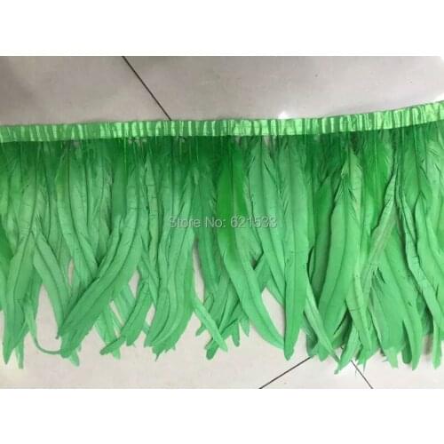 10Meters/lot!30-35cm Height Green Colour Coque Rooster Feather Trim Coque Tail Feather Fringe For Carnival Costume