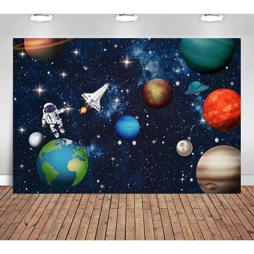 Earth Universe Space Planet Photography Background Spaceship Astronaut Birthday Party Backdrop Photocall Photo Studio