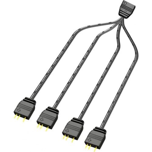 Long-lasting 33.5cm 1 to 4 Mainboard ARGB Splitter Cable for Computer
