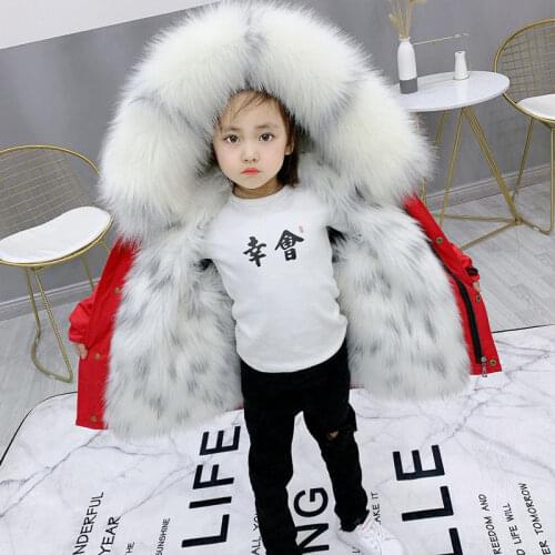 2020 New WInter Baby Girls Fur -30 Coat Kids Boys Detachable Faux Fox Fur Liner Jackets Childrens Warm Thicken Hooded Parkas