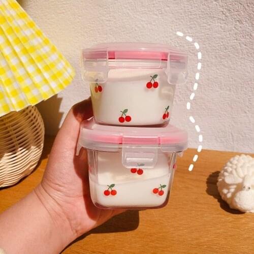 Ins Style Cherry Mini Sealed Box Small Capacity Fresh-keeping Box Cute Girl Heart Glass Dried Fruit Snack Box Food Storage