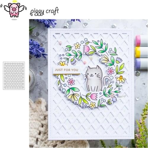 Piggy Craft metal cutting dies cut die mold Diamond grid frame Scrapbook paper craft knife mould blade punch stencils dies