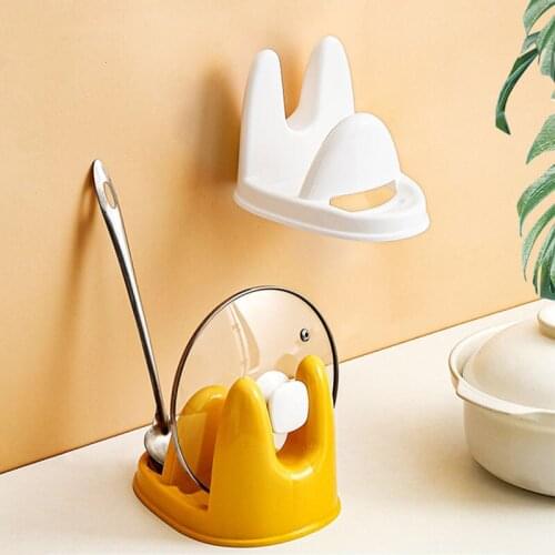 Multi-Function Pot Lid Holder Kitchen Storage Rack Plastic Spoon Rest Desktop Kitchen Tools Organizer