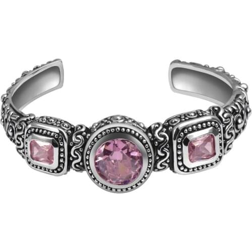 Pink Crystal Zircon 925 Sterling Silver Fashion Beautiful Jewelry Bracelet P317