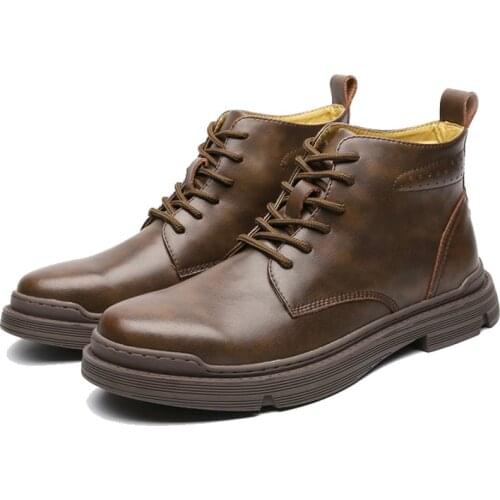 Male Snow Ankle High Top Mens Boots Big Size 38-48 New Genuine Leather Boots Men Autumn Winter Vintage Motorcycle Boots