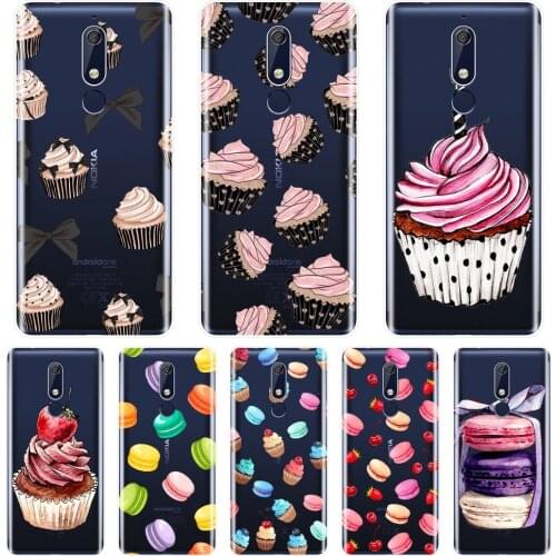 TPU Soft Silicone Phone Case For Nokia 7.1 6.1 5.1 3.1 2.1 Sweet Cake Food Macaron Back Cover For Nokia 7.1 6.1 5.1 3.1 2.1 Plus