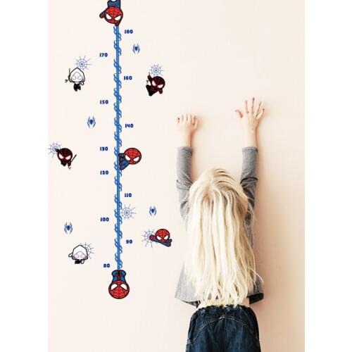 Spider-man height measure growth chart kids baby nursery bedroom wall stickers decorative home decor decal spiderman mural