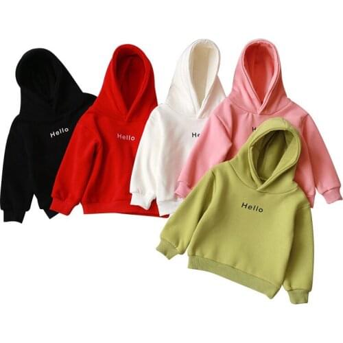 2020 Winter New Fashion Baby Boys Girls Clothes Solid Color Pullover Hooded Long Sleeve Kids Shirt Outwear Coat Sweatshirts