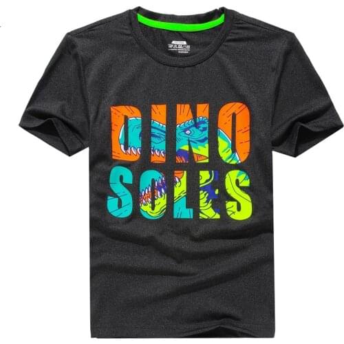 New 4T-14T Summer Big Boy Girl T-Shirt Letter Print Short-Sleeved Round Neck Quick Drying