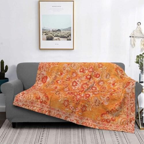 Orange Bohemian Berber Traditional Moroccan Blanket Fleece Textile Decor Breathable Lightweight Throw Blankets for Bed Couch
