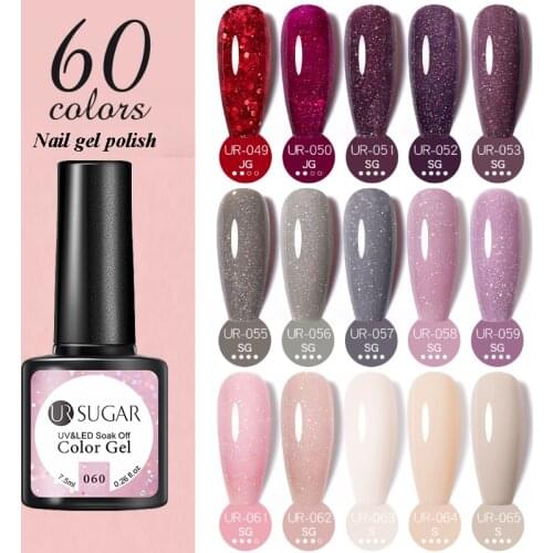 UR SUGAR 7.5ml Nude Pink And Glitter Summer Colors Soak Off Gel Polish UV LED Lamp Cured Nail Varnish Manicure