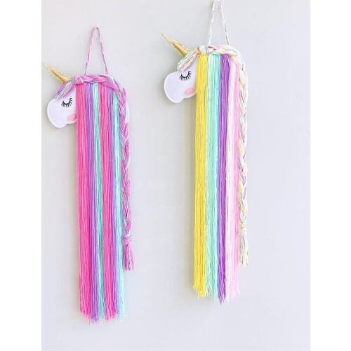 Nordic Style Unicorn Hanging Tapestry Dream Catchers Childrens Hair Pin Storage Rack Home Wall Hanging Dreamcatcher Decoration