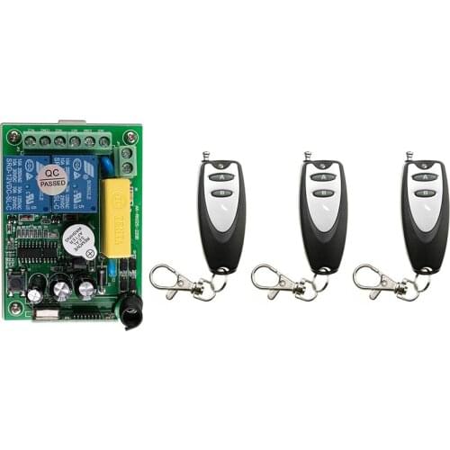 Latest AC 220V 2 CH 2CH Remote Control Garage Door RF Wireless Remote Control Switch System 3X Transmitter + 1 X Receiver