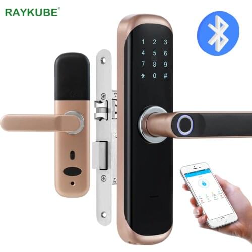 RAYKUBE Intelligent Door Lock Support TTlock APP Bluetooth Fingerprint / Password / Smart Card / Key With Mortise Lock Gold X3