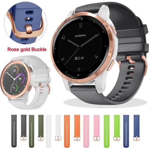Correa For Garmin 245 Straps Rose Gold Button Silicone WatchBand Sport Band Forerunner 245M/645/Vivoactive 3/3S/Venu SQ Bracelet