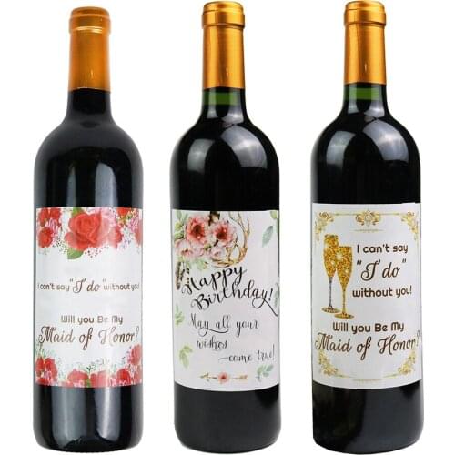 Wedding Bridal Shower Champagne Wine Labels Stickers Wrappers Bottle Decoration Bridesmaid Proposal Gift