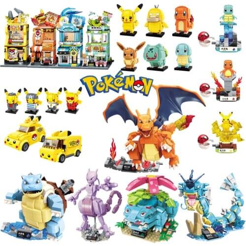 TOMY Cartoon Anime Pokemon Pocket Monster Building Blocks Bricks Sets Classic Movie Dolls Model DIY Kids Toys For Children Gift