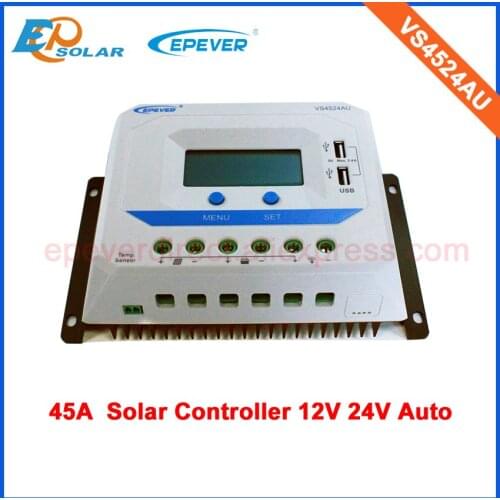 Regulator PWM 45A controller solar home panels system 12V 24V battery charging auto work VS4524AU built in lcd screen EPEVER