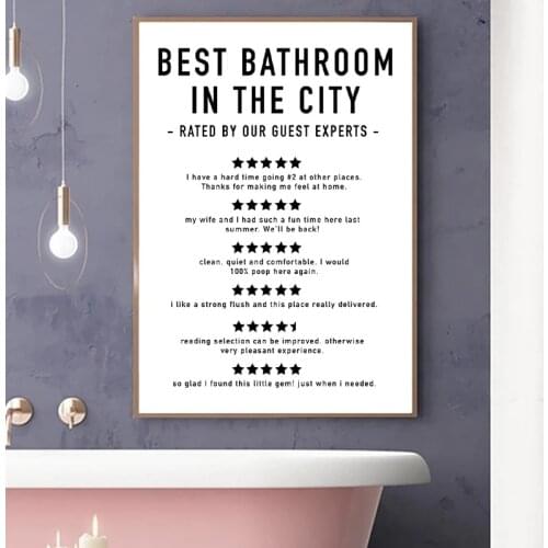 Funny Bathroom Reviews Canvas Bathroom Quotes Prints and Posters Modern Minimalist Wall Art Picture for Living Room Home Decor