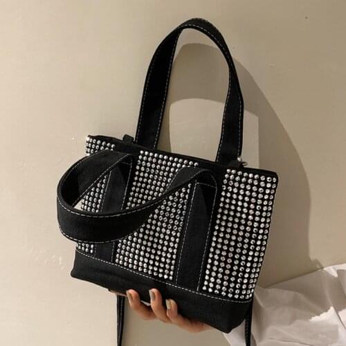 Woman Diamond Square Tote Bag 2021 Fashion New High-quality Canvas Womens Designer Handbag High Capacity Shoulder Messenger Bag