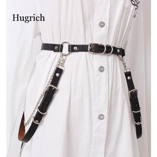 2021 New Spring Summer Pu Leather Black Buckle Split Joint Personality Long Belt Women Fashion Tide All-Match