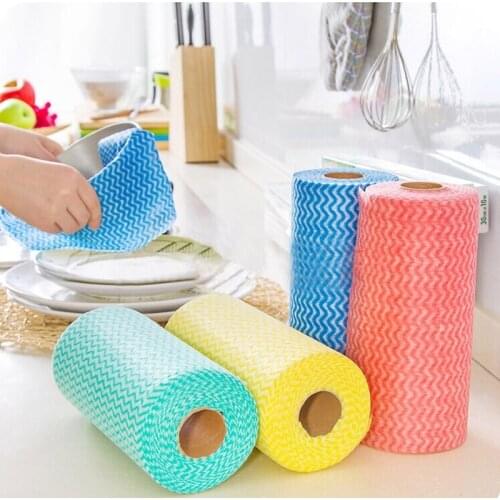 1 Roll Disposable Wipes Kitchen Anti-Grease Wiping Rags Efficient Super Absorbent Microfiber Cleaning Cloth Home Washing Dish