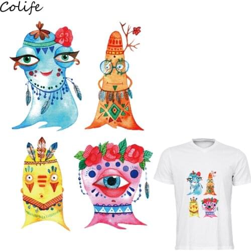 1pcs Cool Monster Iron on Patches Sets Funny Boho Stickers DIY Washable Parch For Clothing Jeans Fabric Badges 25x17cm