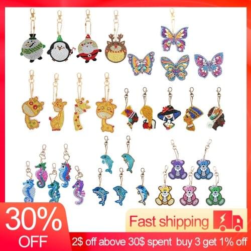 5pcs Dolphin Shape Key Chains 5D DIY Diamond Painting Keychains Special Shape Full Drill Diamond Embroidery Keyring Gift