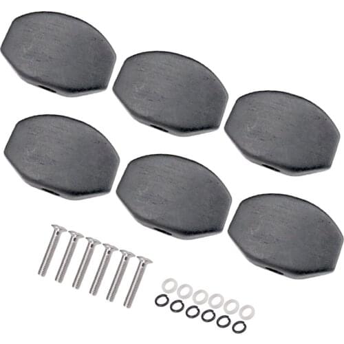6 Pieces Ebony Tuning Pegs Keys Handle Knobs Buttons with Screws Gaskets for