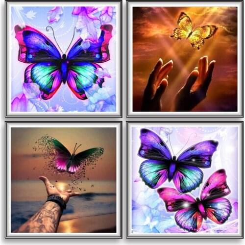 Diamond Painting Colorful Butterfly Mosaic Cross Embroidered Square Drill Round Drill Home Decorative Picture Hanging Painting