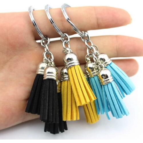 Free Shipping KC0001 Fashion Colorful Velvet Tassels Women Keychain Bag Pendant Pompom Car Key Chain Accessories Key Ring