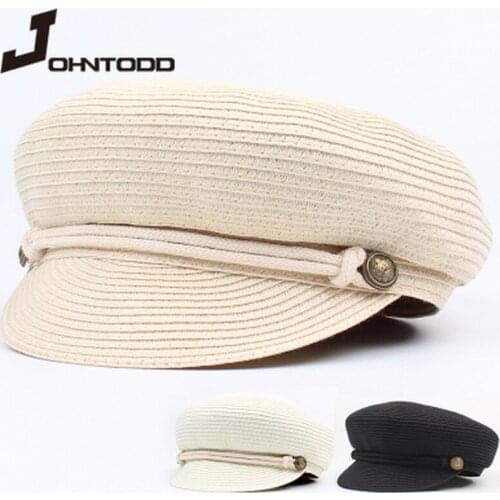 Brand New Solid Color Fashion Women Sun Visor Hats Punk Newsboy Hat Unisex Bowler Beret Cap with Button Decoration Wholesale
