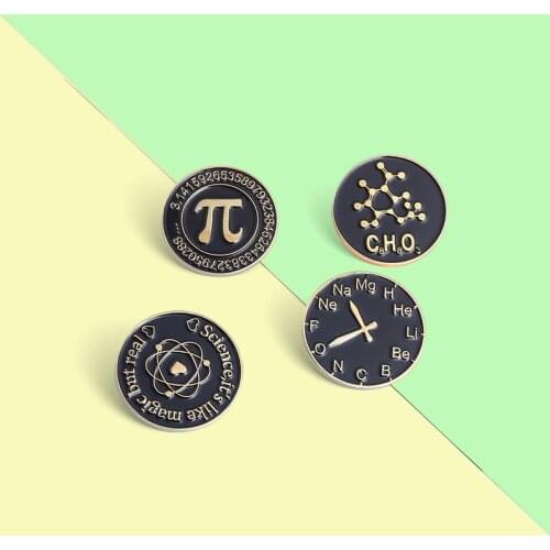 Scientific Design Enamel Lapel Pins PI Element Clock Brooches Badge Backpack Accessories Gift for People Who Love Science Custom