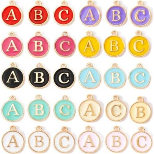 26pcs Alphabet Mixed Letter Beads Enamel Metal Letter Charms Double Sided Initial Pendant for Necklace Bracelet Jewelry Making