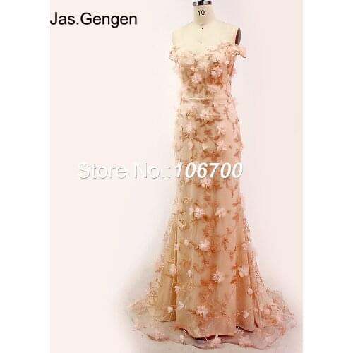 Embroidery Lace Prom Dresses 3D Flower Sweetheart Evening Dress robe de soiree long 1115